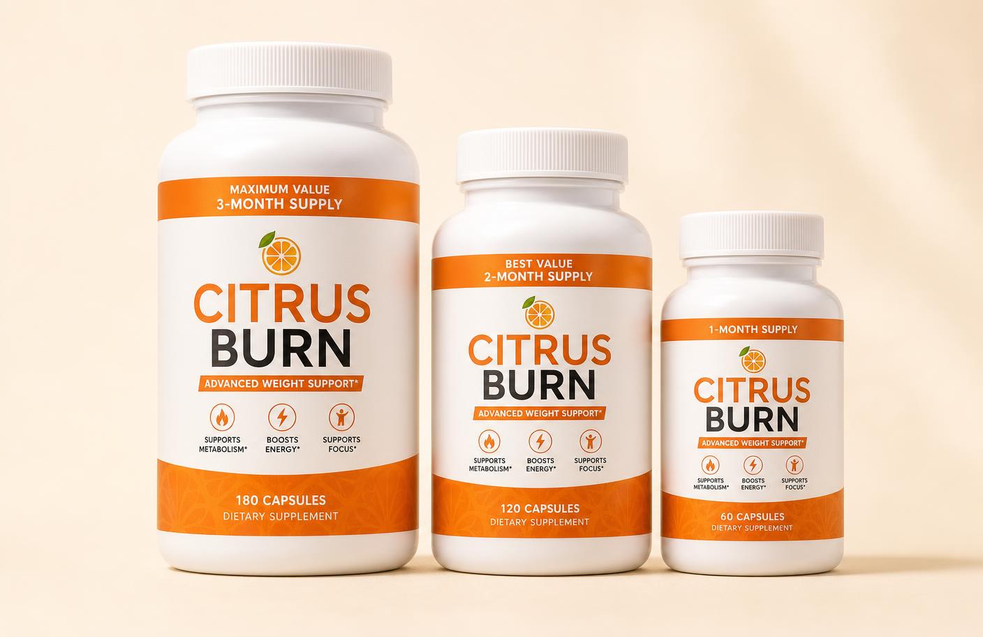 Two, three and six bottle Citrus Burn packages